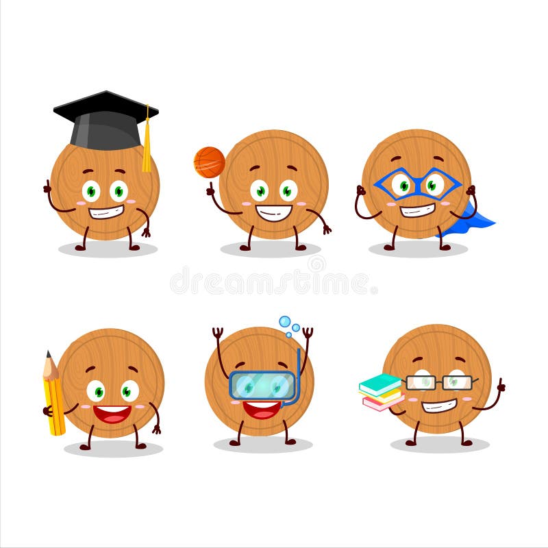 School Student of Circle Wood Cutting Board Cartoon Character with Various  Expressions Stock Vector - Illustration of holiday, diving: 202872527
