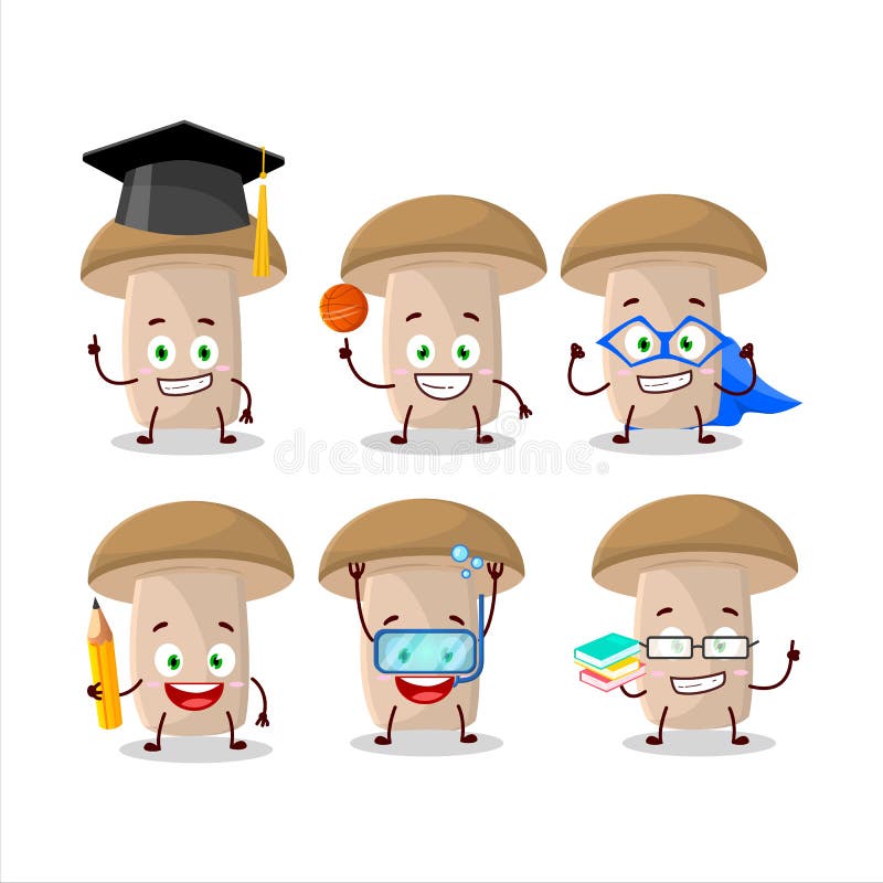 School Student of Honey Fungus Cartoon Character with Various