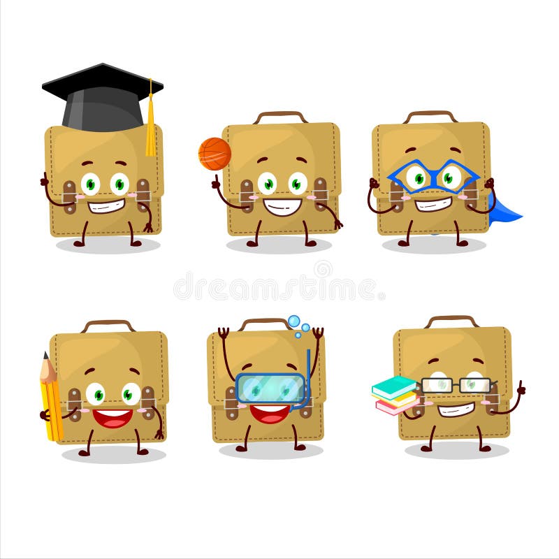 School Student of Sling Bag School Cartoon Character with Various