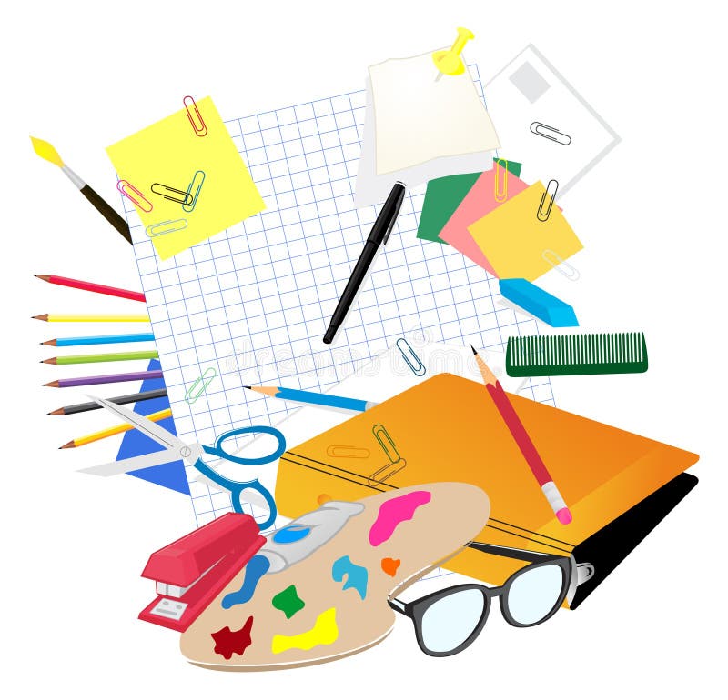 Vector School And Office Supplies Icon Set Stock Illustration - Download  Image Now - Office Supply, Stationary, School Supplies - iStock