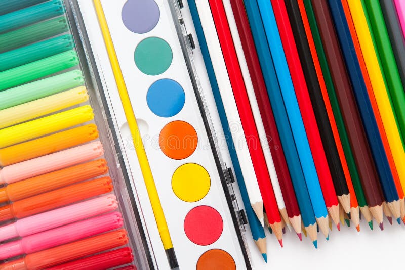 School art supplies stock photo. Image of crayon, craft 20083442