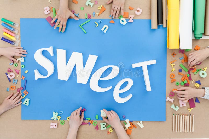 School Supplies and Alphabet Signs Stock Photo Image of sign, rolled