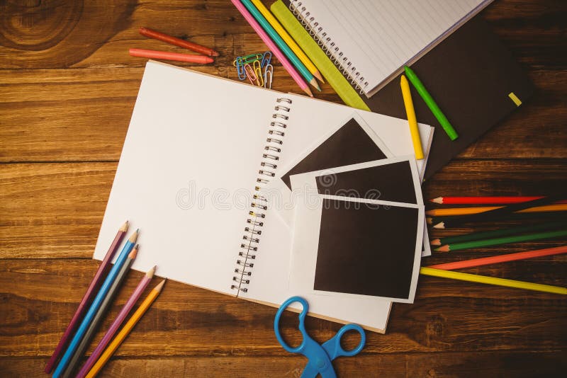 School Supplies on Desk with Copy Space Stock Photo Image of school