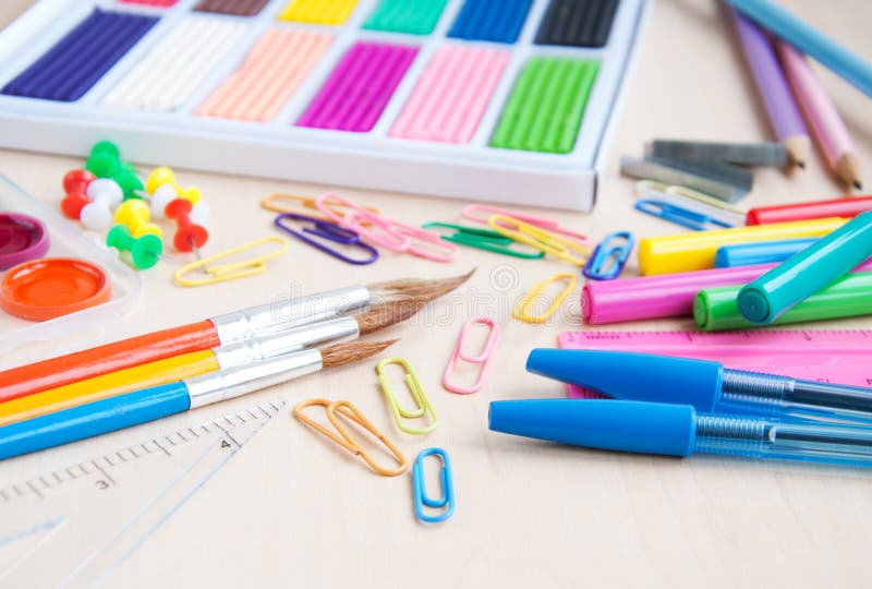 School office supplies stock photo. Image of pencils 10615016