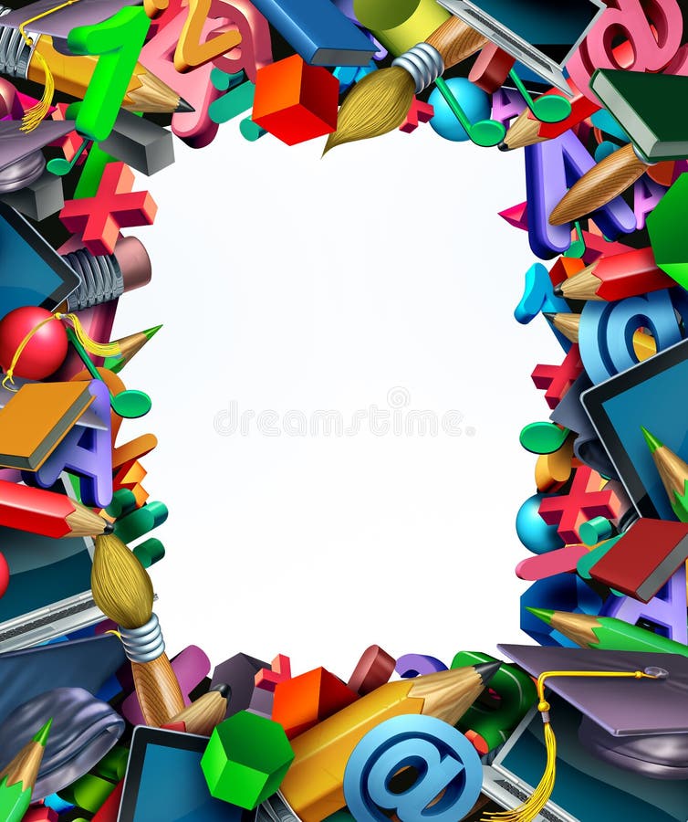 School Supplies Frame Border stock illustration
