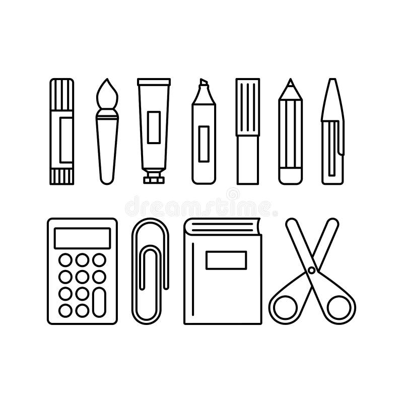 Calculator Icon, Educational Institution Process School, Outline Flat  Vector Illustration, Isolated on White. Office Supplies Stock Vector -  Illustration of education, outline: 224680697