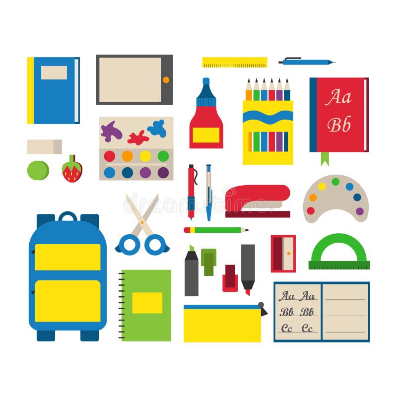 School Supplies Vector Illustration. Stock Vector Illustration of accessories, equipment 84457077