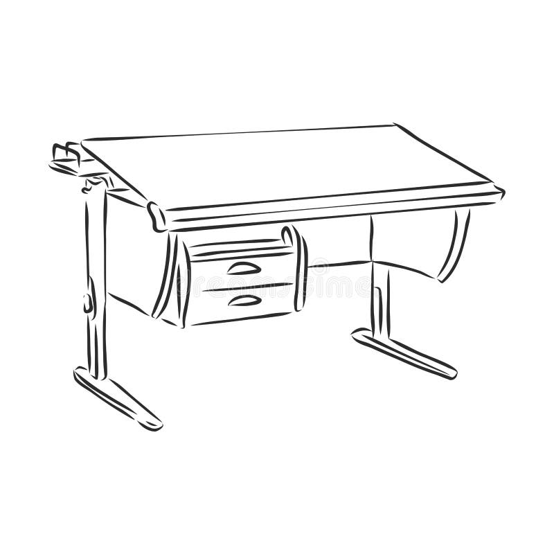 Workspace Sketch Chair Table Computer Office Furniture Sketch Stock  Illustration  Download Image Now  iStock