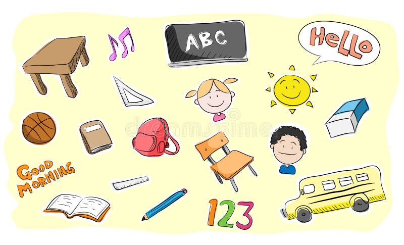 School Theme Doodle Set stock illustration School Theme Doodle Set stock illustration