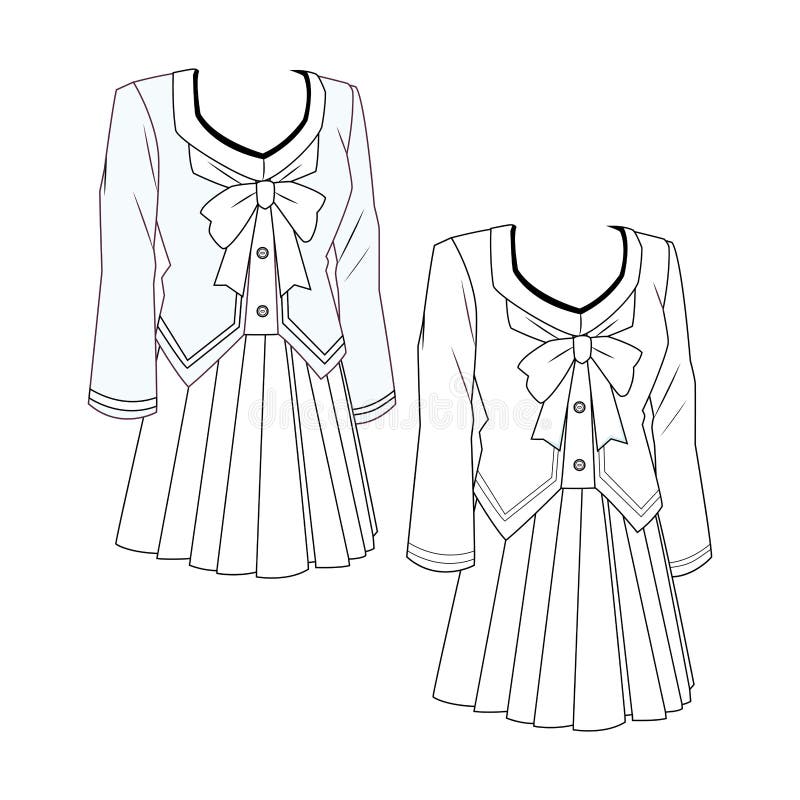 School uniform anime stock vector. Illustration of graphic - 138658369