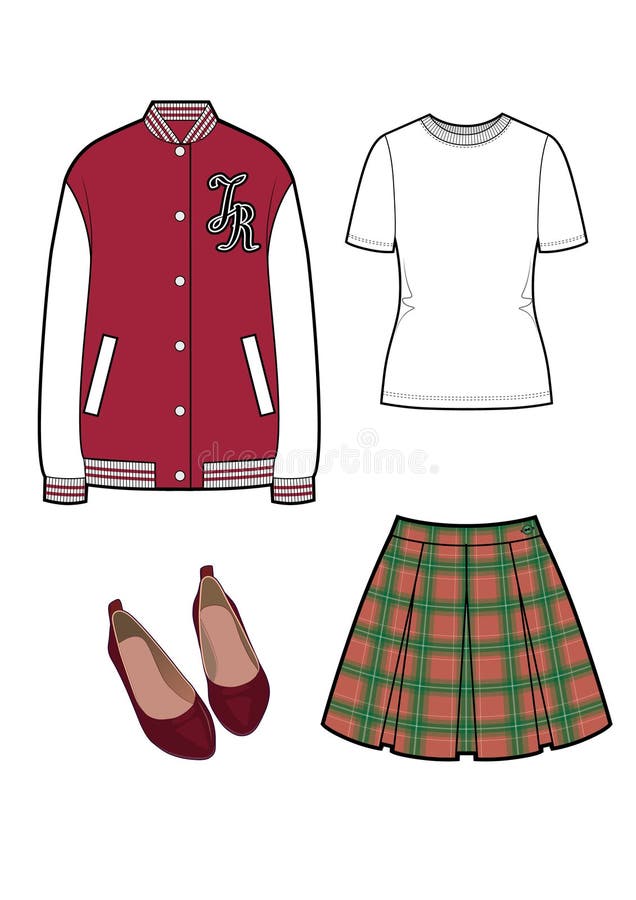 School Skirt Fashion Flat Sketch Stock Illustration Illustration of