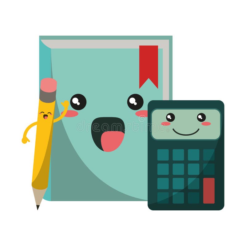 School Utensils Kawaii Cartoons Stock Vector - Illustration of vector,  calculator: 141265386