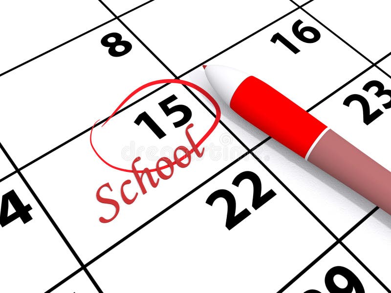 School word on calendar stock illustration