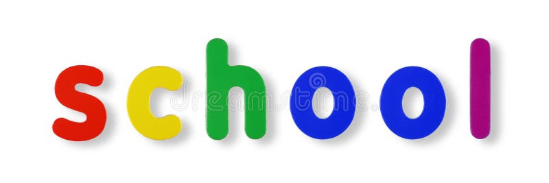 School word coloured magnetic letters with clipping path royalty free illustration