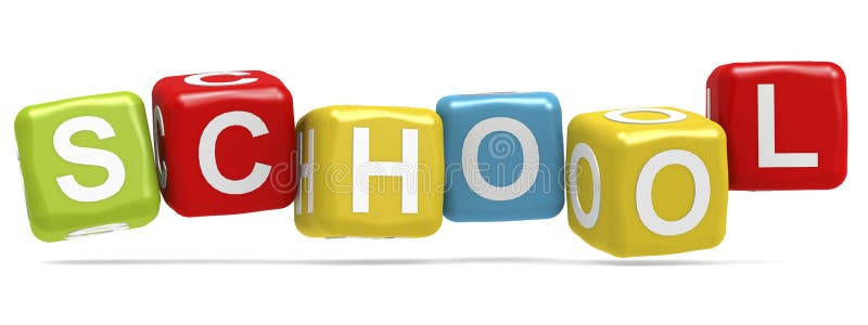 School word concept on cube block isolated, 3d rendering