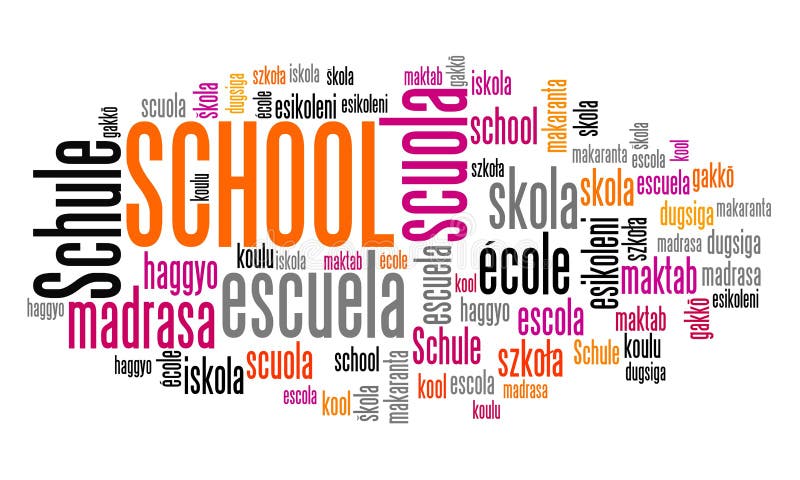 School word translation vector illustration