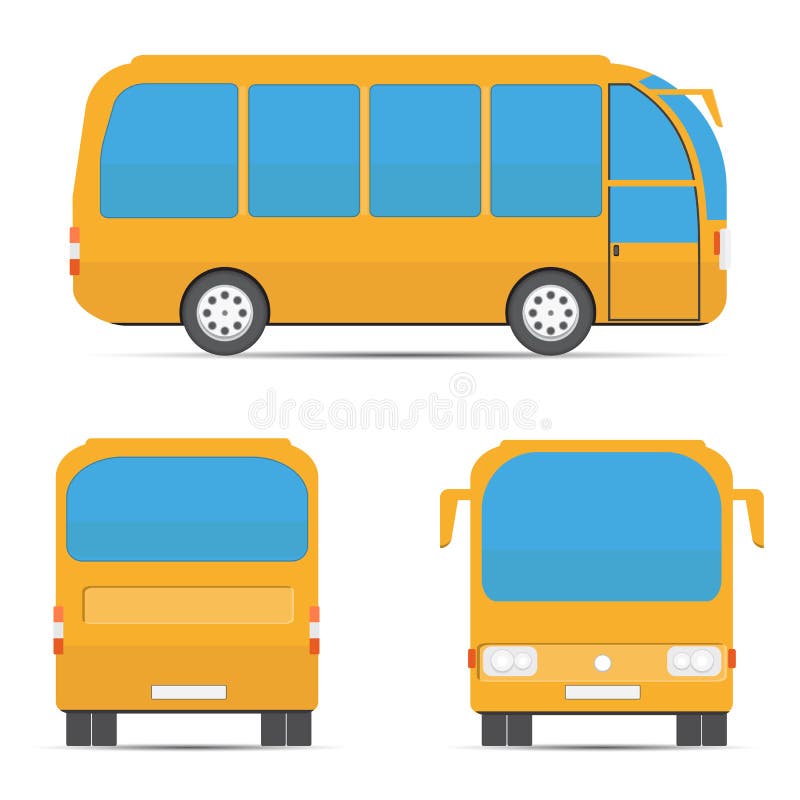 School yellow bus. Yellow bus rear, side, front