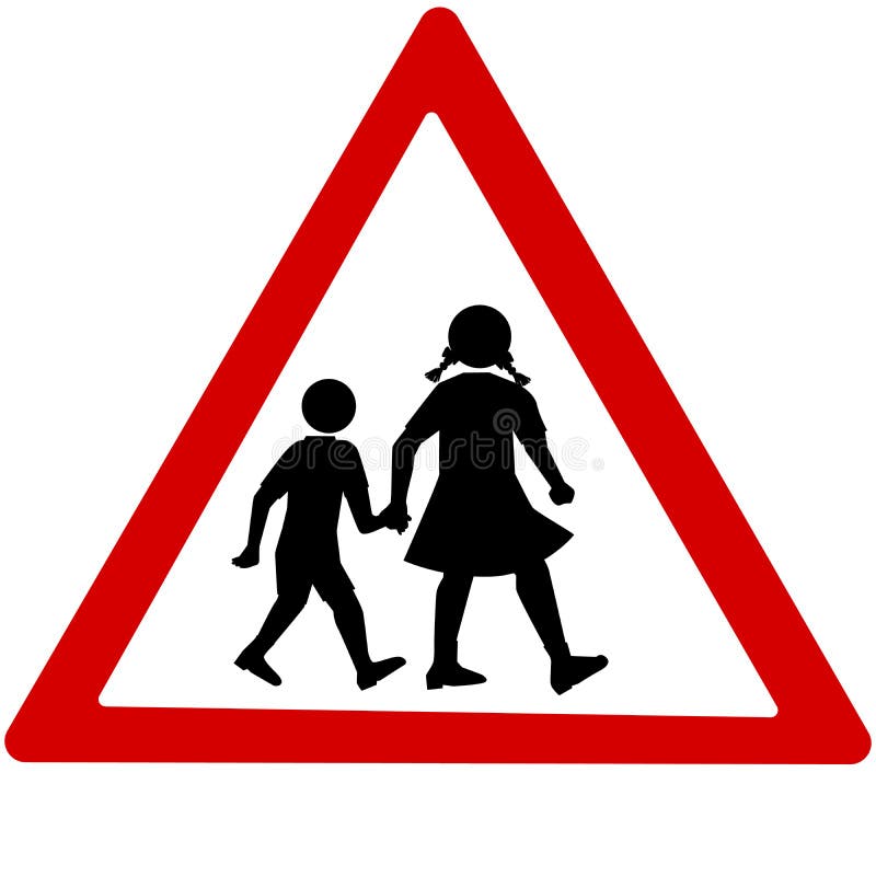School Zone Traffic Sign Vector, Illustration Stock Vector