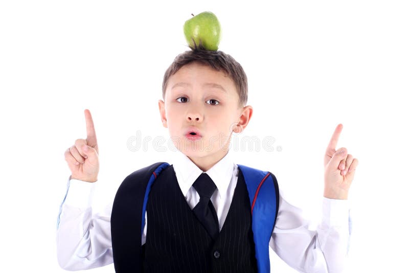 Schoolboy with apple