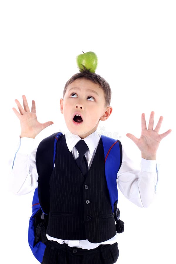 Schoolboy with apple