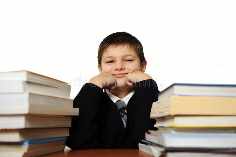 The schoolboy with books royalty free stock photography