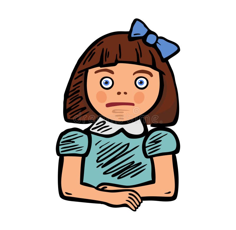 Schoolboy with a pen in his hand thinks over a task. Vector color illustration stock illustration