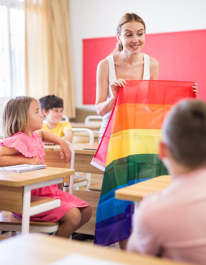 Teacher talking with kids about LGBT