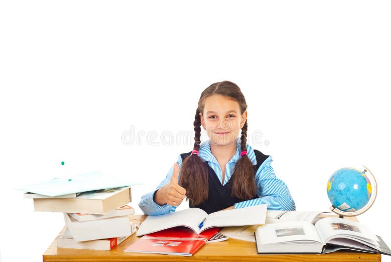 Schoolgirl giving thumb up