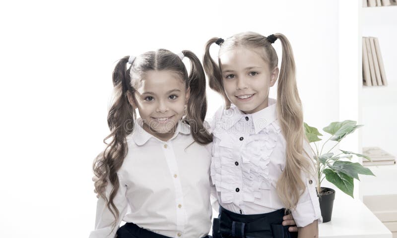 Schoolgirls with Cute Pony Tails Hairstyle. Best Friends Excellent Pupils Stock Photo - Image of hair, perfect: 199652976 Schoolgirls with Cute Pony Tails Hairstyle. Best Friends Excellent Pupils Stock Photo - Image of hair, perfect: 199652976