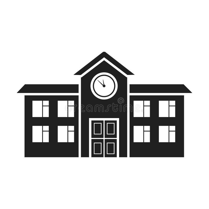 Schoolpictogram in zwarte stijl op witte achtergrond De bouw vectorillustratie van de symboolvoorraad stock illustratie Schoolpictogram in zwarte stijl op witte achtergrond De bouw vectorillustratie van de symboolvoorraad stock illustratie