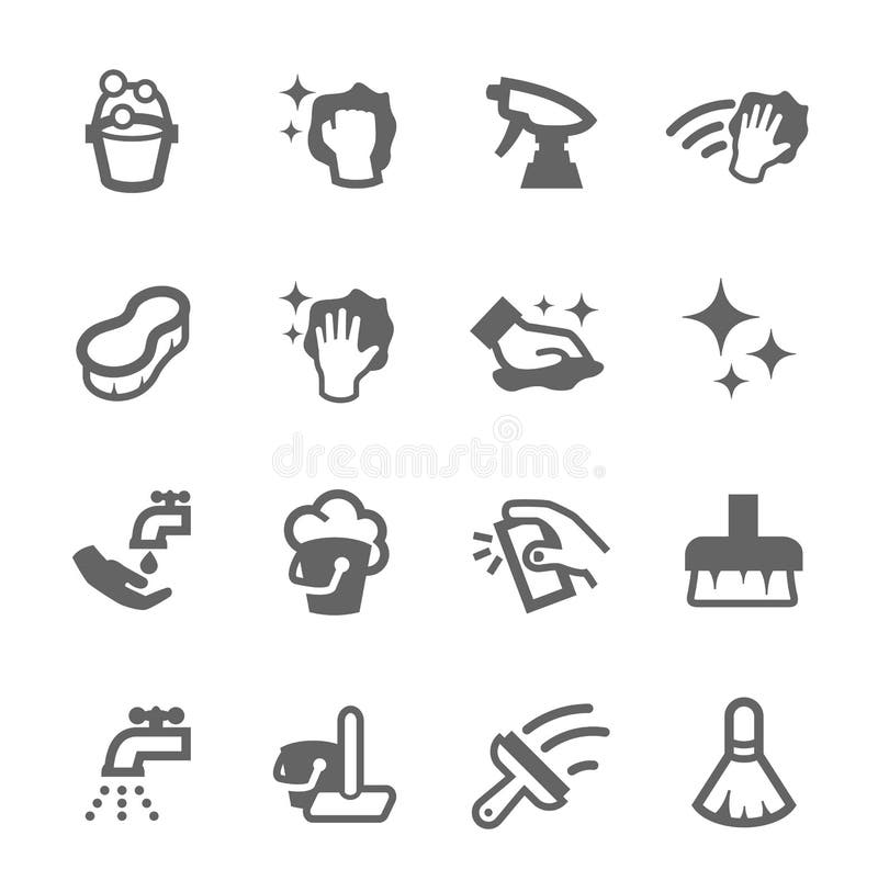 Schoonmakende Pictogrammen stock illustratie Schoonmakende Pictogrammen stock illustratie