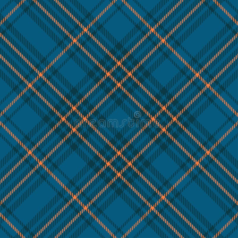 Schottisches Vektor-Muster in Blau und Orange, nahtlos kariert vektor abbildung