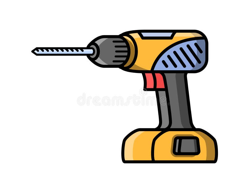Schraubenzieherbauelektrowerkzeug Flache Artikone des Schraubenziehers vektor abbildung Schraubenzieherbauelektrowerkzeug Flache Artikone des Schraubenziehers vektor abbildung
