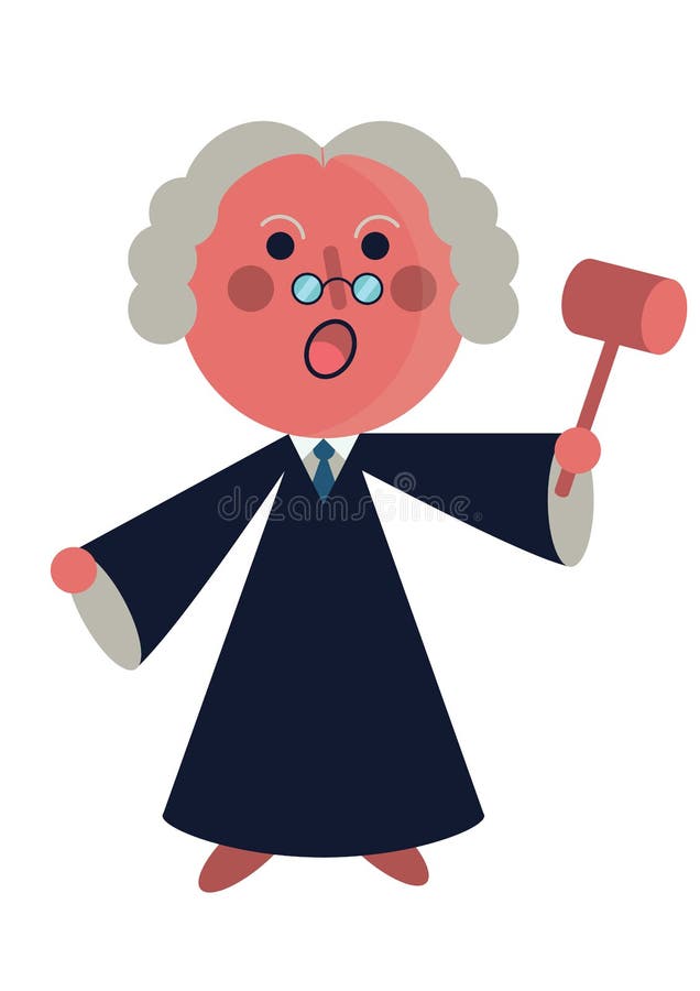 Schreeuwende rechter op hof die een hamer houden stock illustratie Schreeuwende rechter op hof die een hamer houden stock illustratie