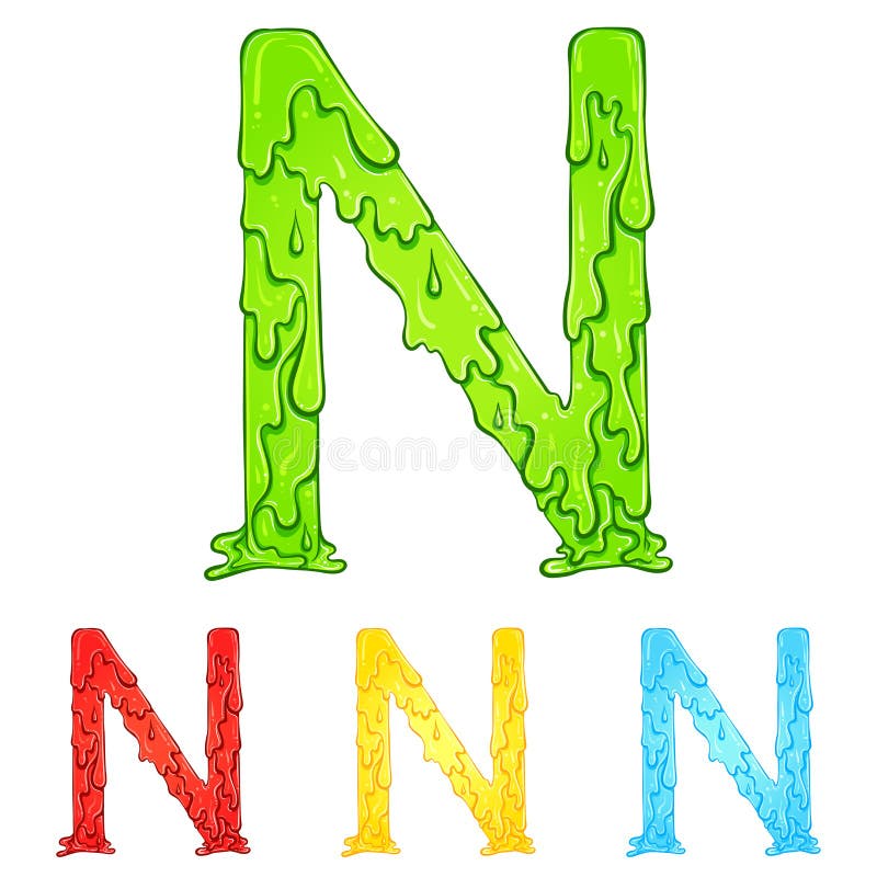 Schreiben N mit Flusstropfenfarben