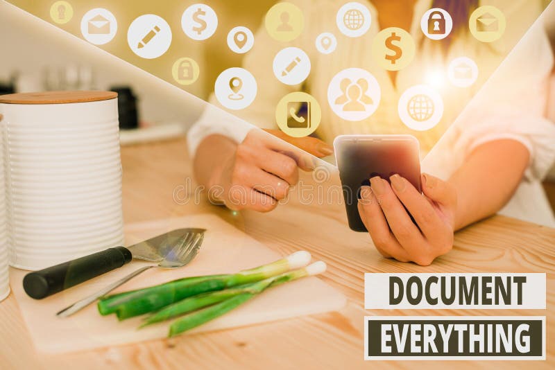 Schreibhinweis mit Dokument Alles Geschäftsfoto zeigt Computerdatei mit Text, die Sie haben stockfoto