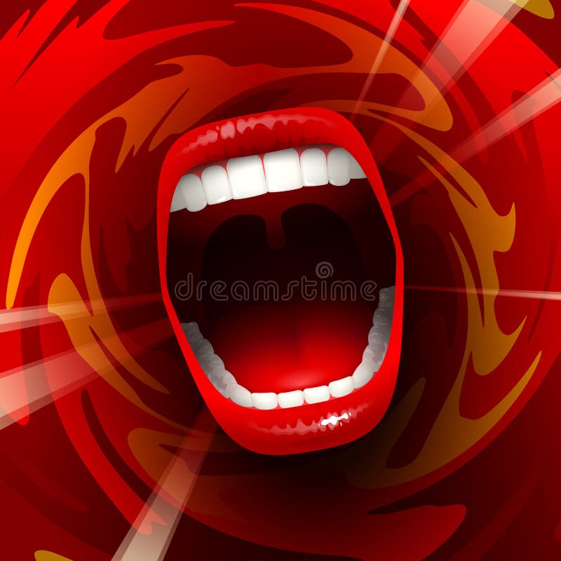 Open mouth with teeth; Screaming shouting singing yawning mouth; Jaw drop; Vector background Eps10; The angle is 10Â°. Open mouth with teeth; Screaming shouting singing yawning mouth; Jaw drop; Vector background Eps10; The angle is 10Â°