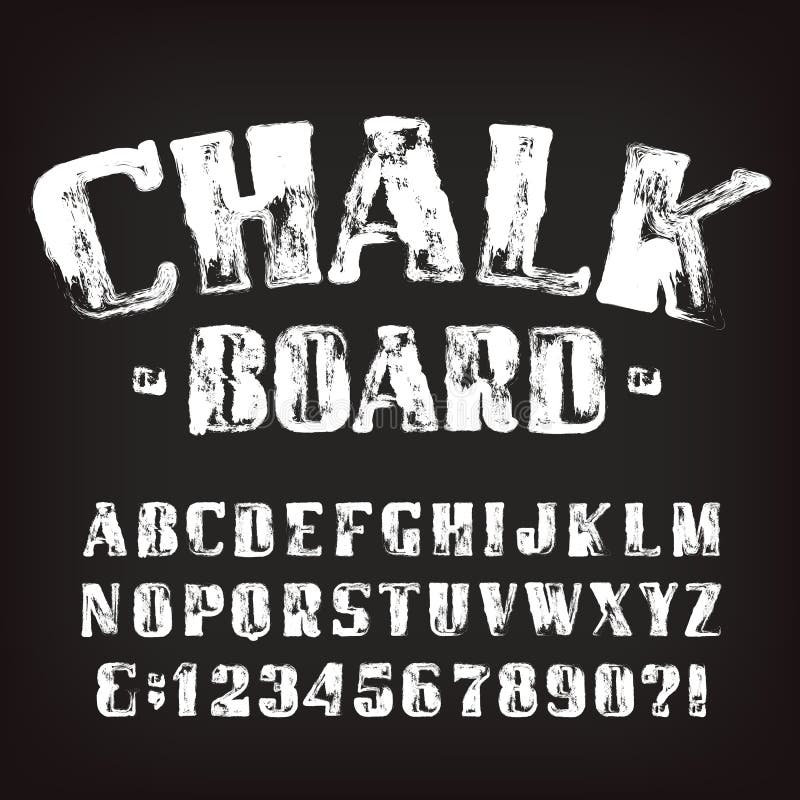 Chalk Board alphabet font. Hand drawn dirty retro letters and numbers. Stock vector typescript. Chalk Board alphabet font. Hand drawn dirty retro letters and numbers. Stock vector typescript.