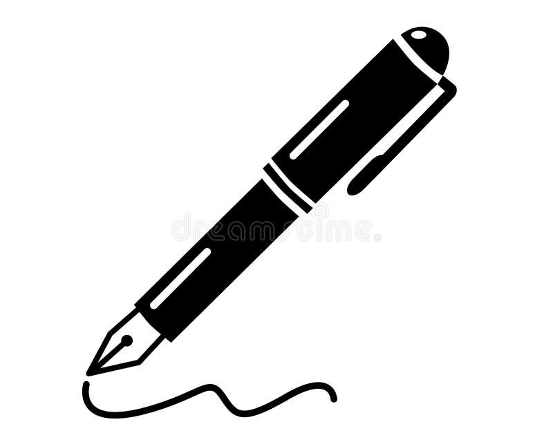 Schrijvend pen eenvoudig schoon zwart-wit vectorpictogram, concept van vector illustratie Schrijvend pen eenvoudig schoon zwart-wit vectorpictogram, concept van vector illustratie