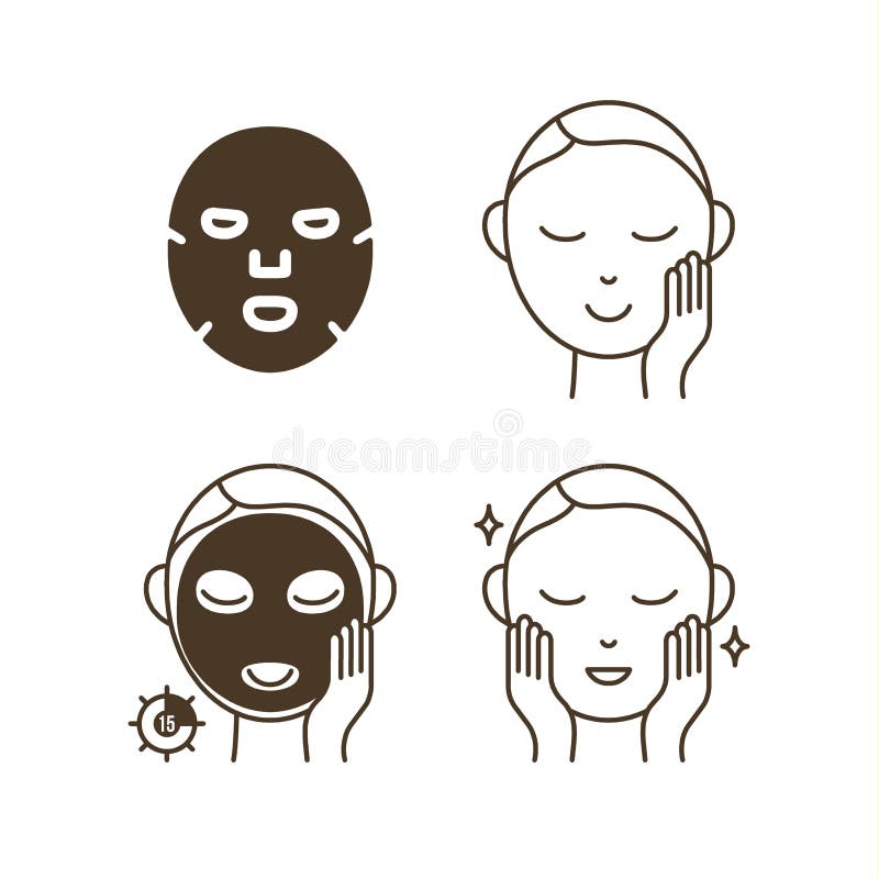Schritte, wie man Gesichtsblatt-Maske benutzt vektor abbildung Schritte, wie man Gesichtsblatt-Maske benutzt vektor abbildung