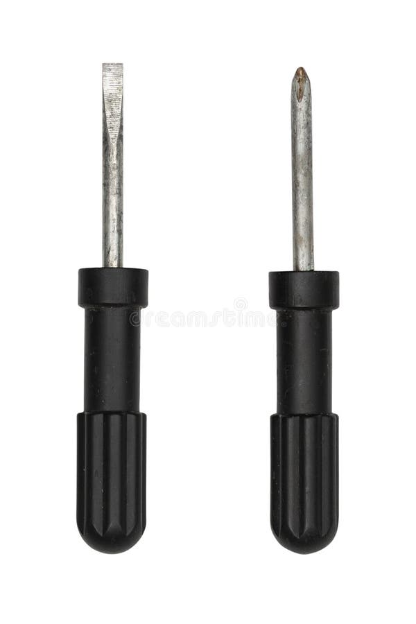 Schroevendraaier geïsoleerd op witte achtergrond het knippen wegen stock afbeeldingen