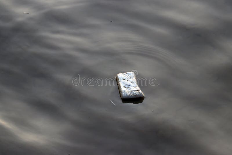Schuimhuisvuil die op het rioleringswater drijven royalty-vrije stock fotografie Schuimhuisvuil die op het rioleringswater drijven royalty-vrije stock fotografie