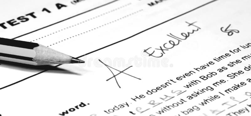 Pencil and school test in black and white, Education concept. Pencil and school test in black and white, Education concept