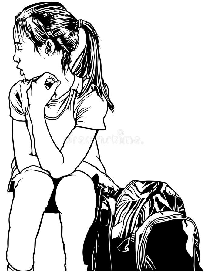 Schulmädchen mit Rucksack stock abbildung Schulmädchen mit Rucksack stock abbildung