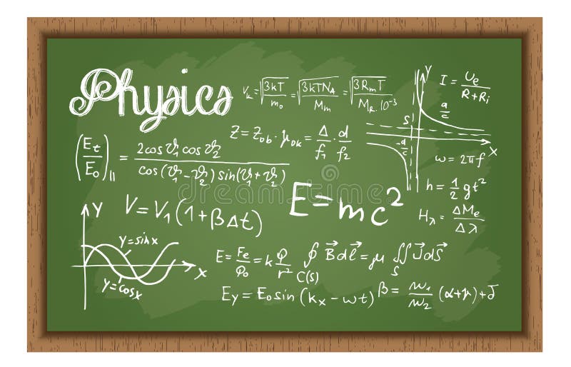 Schulschwarzes Brett mit Physik-Formeln stock abbildung Schulschwarzes Brett mit Physik-Formeln stock abbildung