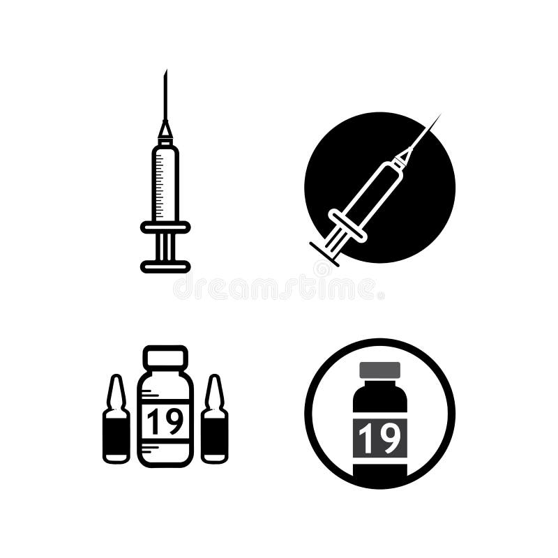 Schutzimpfungsvirus des Vektors des Impfstofflogos Impfentwurf und Abbildung des medizinischen antimikrobieller für das Gesundheit stock abbildung