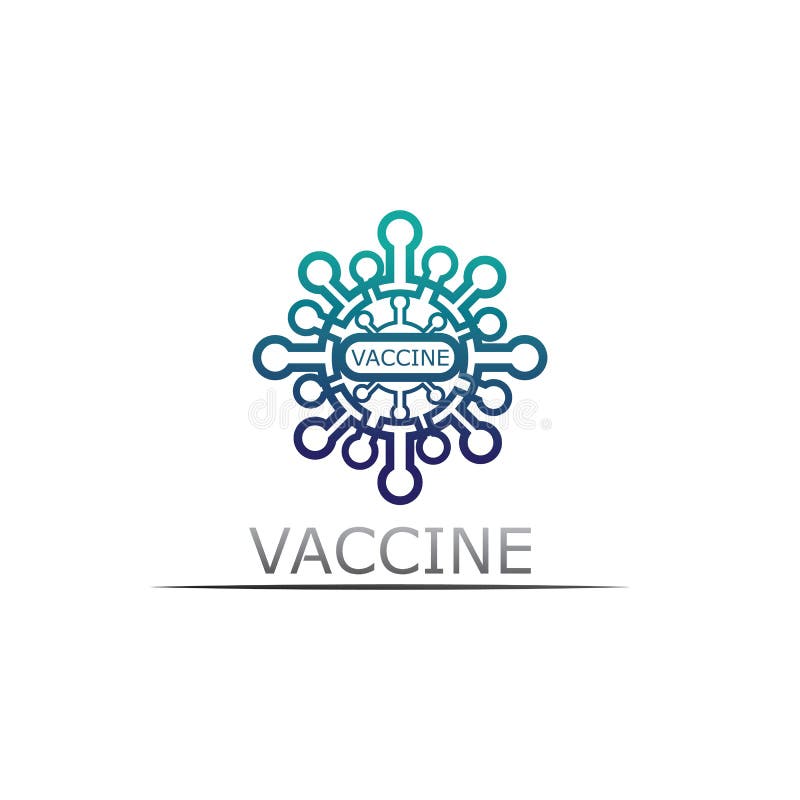 Schutzimpfungsvirus des Vektors des Impfstofflogos Impfentwurf und Abbildung des medizinischen antimikrobieller für das Gesundheit stock abbildung
