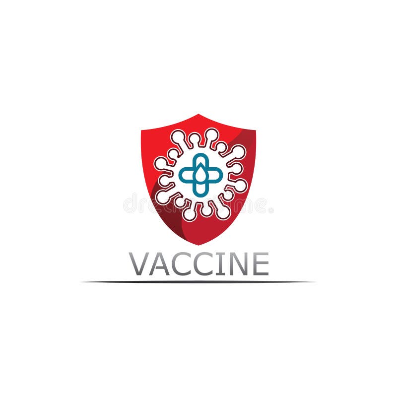 Schutzimpfungsvirus des Vektors des Impfstofflogos Impfentwurf und Abbildung des medizinischen antimikrobieller für das Gesundheit stock abbildung