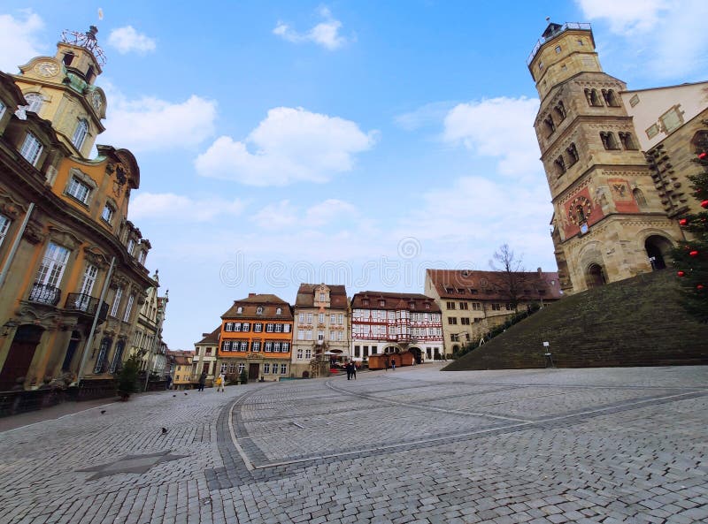 Church St. Michael, Marketplace and town hall in Schwaebisch Hall stock photos Church St. Michael, Marketplace and town hall in Schwaebisch Hall stock photos