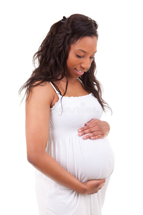 Schwangere Afroamerikanerfrau, die ihren Bauch - schwarzes peopl berührt stockfotografie Schwangere Afroamerikanerfrau, die ihren Bauch - schwarzes peopl berührt stockfotografie